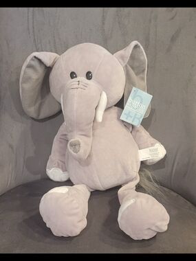 Burton Plush Elephant in Light Gray
